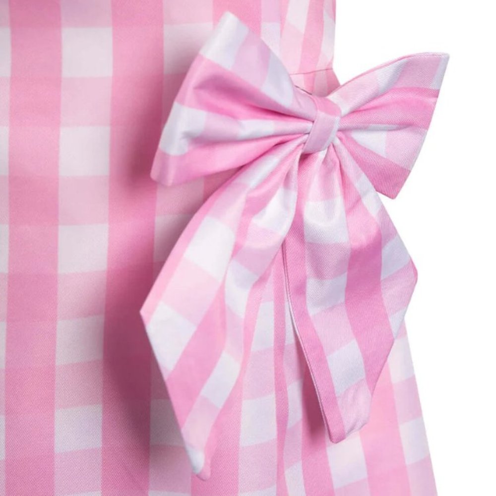 NWT Adorable Barbie Movie Pink Box Gingham Plaid Romper Halloween Costumes - Picture 7 of 12